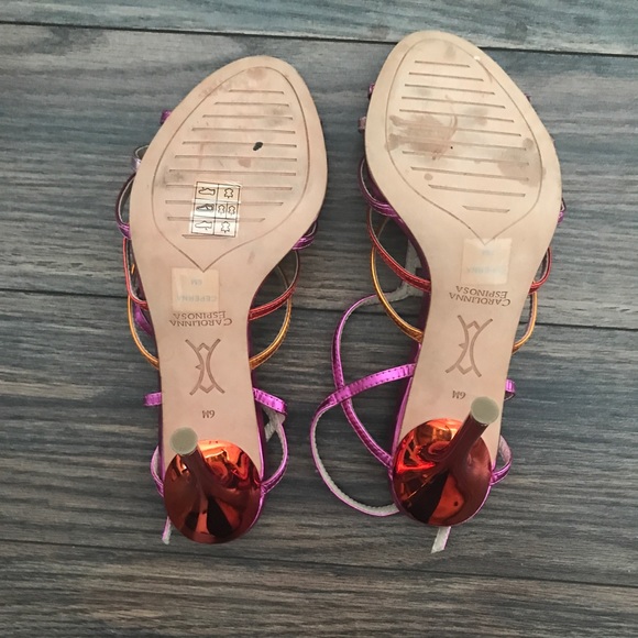 Pink Carolinna Espinosa Perna Strappy Heels Size 6 - Picture 4 of 8